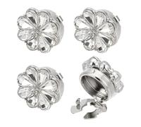 NBEADS 4 Pcs Couvercle de Boutons en Strass, Boutons à Fleurs Couvre Cache Bouton de Chemise Couvre de Manchette pour Robe Costume Accessoires de Chemises, Platine