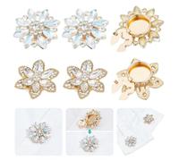 NBEADS 4 Pcs Couvre Bouton en Strass, Boutons de Manchette en Alliage de Cristal avec Accessoires en Laiton pour Femmes Chemisiers Chemises Vêtements Décoration DIY, Or, 3.45x0.75cm
