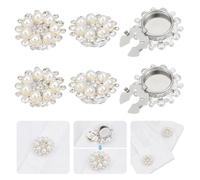 NBEADS 4 Pcs Couvre Bouton en Strass, Boutons de Manchette en Perles D'Imitation et Strass pour Femmes Chemisiers Chemises Vêtements Décoration DIY, Platine, 2.8cm