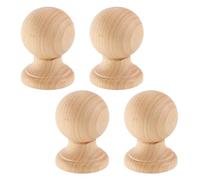 NBEADS 4 Pcs Embout en Bois Brut, Embouts Ronds en Forme de Boule de Style Romain Massif pour Meubles Artisanaux Bouton Décoratif en Bois de 6.8x4.9cm