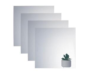 nbeads 4 Pcs Miroir sans Tain, 30x30cm Miroir Acrylique Transparent pour Maquillage Projets Magiques et Artistiques Carrée, Argenterie