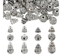 NBEADS 40 Ensembles 4 styles de Perles de Gourou, Perles en Alliage de Style Tibétain Perles de Gourde à 3 trou pour Bracelet de Prière Mala Chapelet, Collier Fabrication de Bijoux, Argent Antique