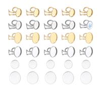 NBEADS 40 Pcs Ébauche de Bague en Acier Inoxydable, 14/20mm Plateau Rond pour Sertissage de Cabochon Ajustable avec Cabochon en Verre Idéal pour la Création de Bijoux, Couleur Or/Acier Inoxydable