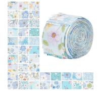 NBEADS 40 Pcs Rouleau de Gelée en Coton, 1mX6.5cm Bandes de Tissus à Motifs Floraux Rouleau de Gelée Prédécoupées pour Couvertures Rembourrage Décoration Intérieure Fabrication de Sacs à Main, Bleu