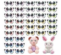 NBEADS 48 paire 6 couleurs Yeux en Feutrine Adhésive, 23.5mm de Large Yeux en Feutrine avec Cils pour la Confection D'Animaux en Peluche au Crochet Grand Modèle pour la Création D'Animaux au Crochet