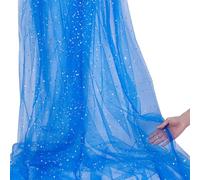 NBEADS 5.49mx150cm Rouleau de Tulle Pailleté, Maille Polyester à Motif Étoiles et Lune pour Toiles de Fond de Mariage Décorations de Fête Bricolage Artisanat Drapage de Maison, Bleu Royal