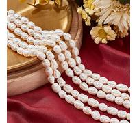 NBEADS 5 Brins Environ 110 Pcs Perles D'Eau Douce Culture Naturelle, 6~7 mm Perle D'Eau Douce Forme de Riz Blanc Crémeux Perle D'Eau Douce Breloque pour Fabrication Bijoux, Couleur de Coquillage