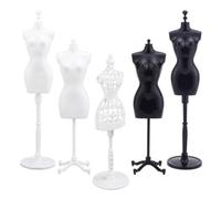 nbeads 5 Ensembles Mini Mannequin Modèle D'Affichage, Support D'Affichage en Plastique Support D'Affichage de Mannequin Forme de Robe pour Mini Robes Bricolage Faisant des Accessoires Présentoir