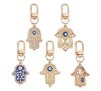 nbeads 5 Pcs 5 Styles Hamsa Main Evil Eye Porte-Clés, Protection des Mains Porte-Clés Porte-Clés Mauvais Œil Pendentifs Porte-Bonheur Porte-Clés pour Clés Cadeaux Sac Accessoire Ornements