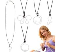 NBEADS 5 Pcs Collier à Tricoter Portugais Ajustable, 60cm Outil de Tricot de Contrôle de Tension de Fil Épingle à Tricoter en Aluminium de Forme Mixte pour Tricoteurs Projet de Crochet de Tricot