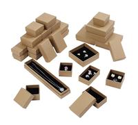 nbeads 50 Pcs 5 Styles Boîte Cadeau à Bijoux, Boîtes à Bijoux en Carton Kraft avec Insert en Mousse Carrées Ou Rectangulaires Couleur Beige pour Bagues Boucles D'Oreilles Colliers et Bracelets