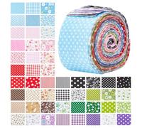 NBEADS 50 Pcs Rouleau de Gelée en Tissu, 100x6.5cm Bandes de Matelassage en Coton 100% Bandes de Tissus Chinoiserie Prédécoupées Rouleau de Patchwork pour Matelassage Fabrication Artisanale Couture