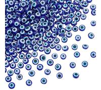 NBEADS 500 Pcs Perles Evil Eye, 6mm Perles de Mauvais Œil Plat Rond Oeil Bleu Charmes Entretoise pour Collier à Faire Soi-Même Bracelets Fabrication de Bijoux