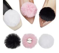 nbeads 6 Pcs 3 Couleurs Pompons pour Chaussures, Pompon Détachable en Peluche avec Broche et Pinces à Chaussures en Fourrure pour Chaussures Accessoires de Bricolage Fête de Mariage, 5x4.5cm
