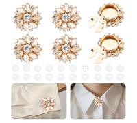 NBEADS 6 Pcs Couvre Bouton en Strass et 20 Pcs Boutons de Couture à 4 Trous, Boutons de Chemise Détachables de Fleur pour la Couture de Chemisiers Chemises Vêtements, Or, 27mm