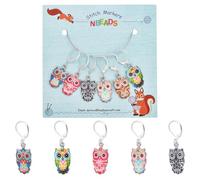 nbeads 6 Pcs Hibou Marqueurs de Point de Crochet, 6 Couleurs Alliage Émail Crochet Point Marqueur Charmes Verrouillage Point Marqueur pour Tricot Tissage Quilting Bijoux Faits à la Main
