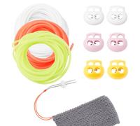 NBEADS 6 Pcs Set D'arrêts de Points, 3 Couleurs Verrous Ovales à 2 Trous pour Cordon en Plastique avec 3 Sacs de Cordon en Caoutchouc Synthétique Rond pour le Tricot à la Main