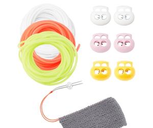 NBEADS 6 Pcs Set D'arrêts de Points, 3 Couleurs Verrous Ovales à 2 Trous pour Cordon en Plastique avec 3 Sacs de Cordon en Caoutchouc Synthétique Rond pour le Tricot à la Main
