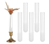 NBEADS 6 Vase à Bourgeon en Verre, Vase à Base Conique de 18mm de Diamètre pour Bougeoirs avec 6 couvercles en Silicone pour la Décoration de Table Les Mariages et la Décoration Intérieure, 205x20mm