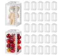 NBEADS 60 Pcs Boîte Cadeau en Plastique avec Nœud Papillon, 7x7x12.1cm Boîtes à Dragées de Mariage Emballage Cadeau pour les Fêtes Faveurs de Fête de Mariage Emballage Cadeau pour la Fête des Mères