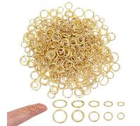 NBEADS 700 Pcs Anneaux de Saut Ouverts Plaqué or Véritable 18K, 4/5/6/7/8mm Anneaux Bijoux Fermoirs pour Homard Anneau de Jonction Ouvert pour la Fabrication de Bijoux Porte Clés Bracelets