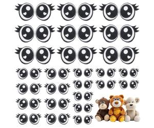NBEADS 72 paire 3 styles D'Yeux en Feutrine à Coudre pour Loisirs Créatifs Animaux en Peluche : Yeux en Feutrine avec Cils Grand Modèle au Crochet pour la Création D'Animaux en Peluche.