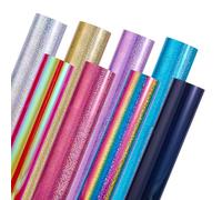 nbeads 8 feuille 8 Couleurs Vinyle à Transfert Thermique, Vinyle Thermocollant pour T Shirt Feuilles de Vinyle HTV pour Presse à Chaud Compatible avec Tous les Cutters, 30x25cm