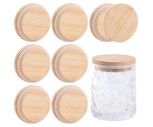 NBEADS 8 Pcs couvercle de Bocal en Bois, Couvercles Hermétiques à Ouverture Standard avec Joint en Silicone pour Bocaux de Fermentation de Conservation et de Saumure Standard de 7cm Mocassin