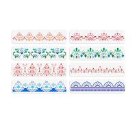 NBEADS 8 Pcs Dentelle Fleurs Pochoirs de Peinture, Pochoir de Dessin Réutilisable Pochoir de Bordure Pochoir Décoratif Modèle pour Peinture Sur Bois Tissu Papier Murs Toile Meubles, 30x7.6cm