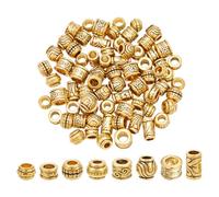 NBEADS 80 Pcs d'Espacement Tibétaines - 8 Styles Perles Intercalaire Alliage à Gros Trous Européennes pour Bracelet Collier Bijoux, Doré Antique, Trou: 5.5-6mm