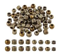 NBEADS 80 Pcs Perles Tibétaines d'Espacement, 8 Styles Intercalaire Alliage à Gros Trous Perles Européennes pour Bracelet Collier Bijoux, Bronze Antique, Trou: 4.5-6mm