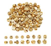 NBEADS 96 Pcs Perles d'espacement Tibétaines, 16 Styles Perles Intercalaire Alliage Perles D'Espacement à Gros Trous Perles européennes pour Bracelet Collier Bijoux, Doré Antique, Trou: 3-6mm
