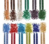 NBEADS 96g 12 Couleurs Perles de Rocaille en Verre, 1.5mm Mini Perles Rondes Perles D'Espacement Transparentes Perles en Verre Multicolores en Vrac pour la Fabrication de Bijoux Bracelets Colliers