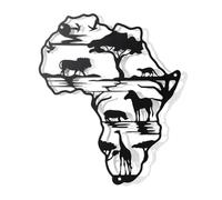 nbeads Décoration Murale en Métal Carte D'Afrique Animaux, Carte d'Afrique Noire Décor Murale Suspendue Africa Animals Wall Art Panneau Découpé pour Maison Salon Cuisine Bureau Décor, 30x24.8 cm