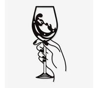 nbeads Décoration Murale en Métal de Verre à Vin, Décoration Murale Noire Silhouette Art Mural Sculptures Murales Modernes en Métal pour Décorations Suspendues pour la Maison Moderne, 28x13cm