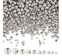 NBEADS Environ 1050 Pcs Perles Acier Inoxydable, 5 tailles Perles D'Espacement en Métal Solides 304 perles de Rondelle en Acier Inoxydable 3/4/5/6/8mm Perles Argent pour Fabrication Bijoux Bracelet