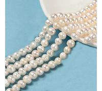 NBEADS Environ 24pcs Perles D'Eau Douce Cultivées Naturelles, 7~8mm Perles Lâches de Perles Rondes de Blanches Antiques pour la Création de Bijoux Artisanaux, Trou : 0,8 mm