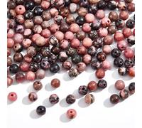 NBEADS Environ 288 Pcs Perles de Rhodonite, 4 mm Perles de Rhodochrosite Rondes Naturelles Rose Foncé Perles D'Agate Non Teintes Perles D'Espacement pour la Fabrication de Bijoux, Trou: 0.8mm