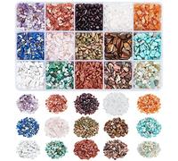 NBEADS Environ 3 450 perles en pierre précieuse naturelle non percées, 15 styles sans trou, perles écrasées de forme irrégulière, fabrication de bijoux, cadeau artisanal, 2 à 8 mm