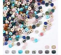 NBEADS Environ 300 Pcs Heishi en Pierre Naturelle, 4mm 10 Styles Perles Plates Rondes Disque pour la Fabrication de Bijoux, Trou : 0.6-0.8mm