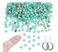 NBEADS Environ 334 Pcs Perles Rondelles de 4mm de Diamètre, Perles en Pierre de Boulier Espaceurs en Vrac Pierres Précieuses pour la Fabrication de Bijoux Bracelets Colliers, Aigue Marine, Trou: 0.6mm