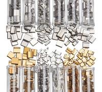 NBEADS Environ 468 Pcs 3 Tailles Perles Tila, 3 Couleurs Perles de Rocaille en Verre 2 Trou 1/4 perles de Tila Demi-Perles de Tila Mini Perles pour Bracelet Fabrication de Bijoux