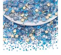 NBEADS Environ 529 Pcs kit de Perles en Forme D'Étoile et de Lune, Perles D'Espacement en Verre Assorties Perles Esthétiques pour la Fabrication de Bracelets Colliers, Série Bleu Translucide