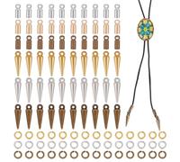 NBEADS Kit de 120 pièces d'attaches Bolo - Kit de remplacement d'embouts de cravate Bolo avec 30 extrémités de cordon en alliage, 30 breloques coniques Bolo en laiton avec 60 anneaux ouverts pour la