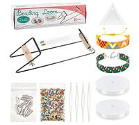 nbeads Kit Métier à Tisser pour Perles Métalliques, Perles Rocaille en Verre Fil Élastique Aiguilles à Perles 304 Tube de Fermoir à Glissière en Acier Inoxydable pour Fabrication Bijoux Bracelet