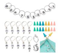 NBEADS Kits de Chaînes de Compteur de Rangées de Tricot, 10 Pcs Marqueur de Point Crochet de Perles 20 Pcs Bouchons D'Aiguille à Tricoter 1 Pc Chaînes de Compteur 2 Pcs Anneau Crochet pour Tricot
