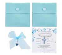 nbeads Kits de Charmes pour Bouquet de Mariée Bleu, Croix Perle Kilt Broches avec Pendentifs Ange et 2 Pcs Pochette à Bijoux Carrée en Velours pour Orner un Bouquet de Mariée Ou une Robe