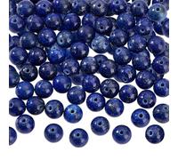 NBEADS Lot de 2 brins d'environ 60 perles en lapis lazuli naturel de 6 mm pour fabrication de bracelets, colliers, bijoux