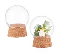 NBEADS Lot de 2 cloches dôme en verre avec base en liège pour centres de table, plantes, roches, spécimens, décorations artisanales - 4,95 x 6,2 cm
