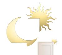 NBEADS Lot de 2 décorations de cadre de porte, décoration d'angle de porte en forme de lune, décoration de porte soleil pour étagère, armoire, fenêtre, meubles de maison, bureau, doré
